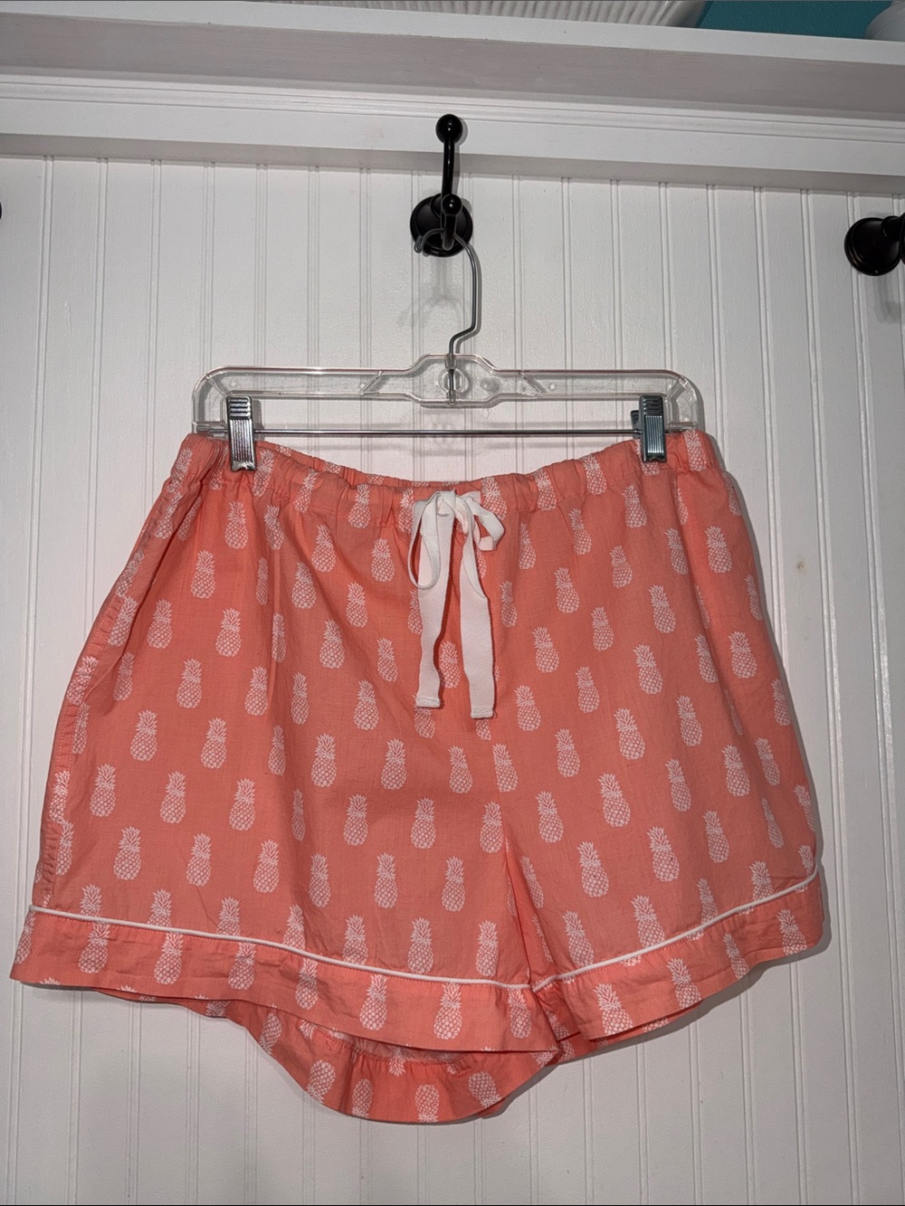 J Crew Cotton Short Slv XL Pajamas & Shorts Peach w/ Pineapple Print EUC - Picture 6 of 10